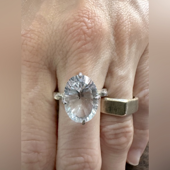 π Large Oval Sterling Cocktail / Engagement Ring π size: 6.5 - Picture 1 of 13